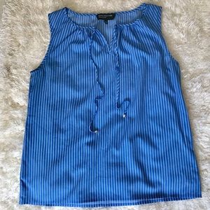 Jones New York Blue Striped Sleeveless Blouse